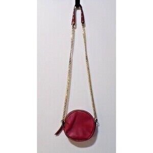 Neiman Marcus Maroon Round Crossbody Chain & Studs Purse